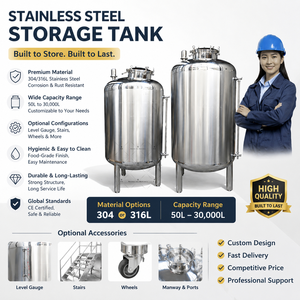 <span class=keywords><strong>Réservoir</strong></span> de stockage horizontal en acier inoxydable, prix usine, 1000L, 2000L, 3000L, 5000L, 10000L, 15000L, 20000L, 30000L - Product Image 1