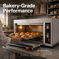 Four à sole au gaz commercial 1 sole 2 plateaux en acier inoxydable robuste de qualité industrielle pour boulangerie, pain et pizza, commande par bouton