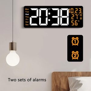 Large LED <b>Digital</b> Alarm <b>Clock</b> Sleep Smart Wall <b>Clock</b> Temperature Multifunction USB Charging Night Mode Mirror - Product Image 4
