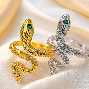 Anello regolabile a forma di serpente, gioiello unisex dal design alla moda per l'uso quotidiano - Product Image 4
