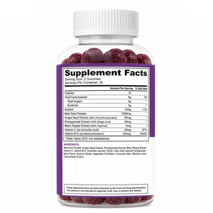 Gomitas de Remolacha OEM/ODM - Suplementos Herbales para Adultos con Múltiples Vitaminas y Extracto de Pimienta Negra, Sin Gluten y Veganos - Product Image 4