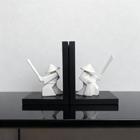 Porte-livres en bois géométrique Art Déco, samouraï blanc abstrait, ensemble de guerriers pour la décoration de la maison, salon, bureau, étagère, ornement