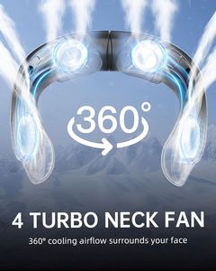 <b>Portable</b> <b>Neck</b> Cooler <b>Fan</b>, 4-Turbo Bladeless, 360° Wind Coverage, Fast Charging 4.5Hrs, Suitable for Men & Women - Product Image 5