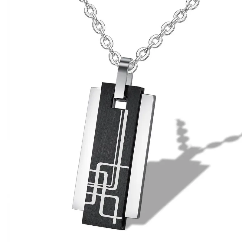 Collier avec pendentifs en acier inoxydable pour hommes, bijoux fins et personnalisés