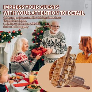 Support de présentation créatif en bois avec poignée, support à œufs fixe en bois pour l'exportation, plateau de rangement multi-compartiments pour œufs de cuisine - Product Image 5