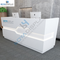 Table de réception lumineuse de luxe, blanc brillant, avec lumière LED, pour salon, réception, réception, bureau