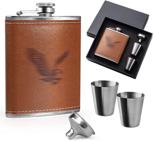 Chất Lượng Cao 304 Thép Không Gỉ Xách Tay Du Lịch Ngoài Trời 8Oz Mini Hip <span class=keywords><strong>Flask</strong></span> <span class=keywords><strong>Set</strong></span> Whiskey Da Pouch Với Chai Thủy Tinh - Product Image 6