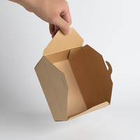 Boîte alimentaire personnalisée en gros, emballage écologique en papier kraft épaissi avec couvercle, revêtement 18PE, pour plats à emporter, jetable