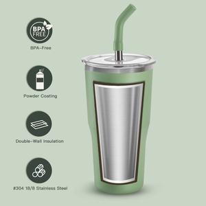 Meilleure vente Machine à glaçons de grande capacité double couche 18oz à corps droit avec tasse à café en paille - Product Image 5