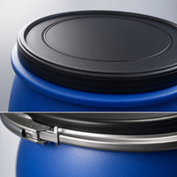 Fût industriel en PEHD de 200 L à ouverture frontale avec bague de verrouillage métallique, capacité de 55 gallons, taille personnalisée pour le stockage en vrac de produits chimiques, fabriqué en Chine