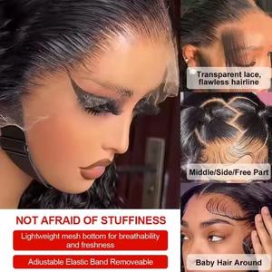 Parrucca anteriore da 30 40 pollici con onda profonda da donna <span class=keywords><strong>capelli</strong></span> <span class=keywords><strong>veri</strong></span> e 300% densità <span class=keywords><strong>capelli</strong></span> <span class=keywords><strong>veri</strong></span> parrucca 360 gradi HD con onda d'acqua anteriore in pizzo pieno - Product Image 2