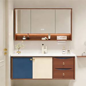 Mueble de Baño <span class=keywords><strong>Bauhaus</strong></span> con Bloques de Color, Gabinete de Baño de Madera con Espejo de Pared Incluido, Accesorios para Baño de Apartamento - Product Image 2