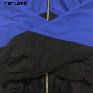 Wholesale Large Letter Print Color-Block Nylon Shorts <b>Set</b> with Stand-up Collar Windbreaker Jacket Men's Two Piece Street Outfit - Product Image 5