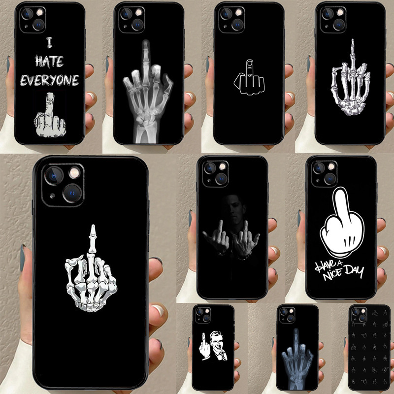 Mobile Phone <strong>Case</strong> TPU for 16 Pro Max Explosive Skull <strong>Middle</strong> <strong>Finger</strong> Design Shockproof Sports Style for 15/14/13/12