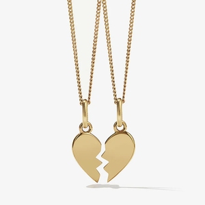 Collar de medio corazón dividido de dos piezas personalizado de acero inoxidable, joyería para mujer, conjunto de collar para madre e hija Bestfriend - Product Image 1