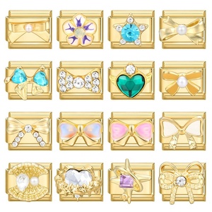 Módulo de Dijes Dorados Elegantes y Creativos para DIY, Brazalete de Acero Inoxidable Galvanizado Estilo Europeo, Personalizable y Dulce - Product Image 1
