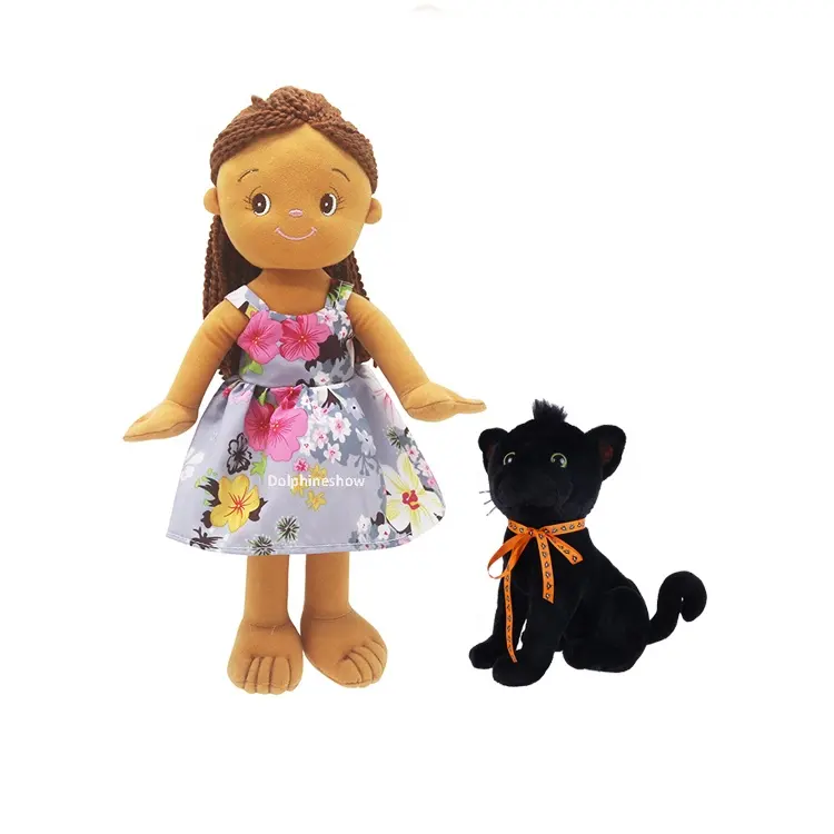 Newest design soft toy 18 inches beautiful girl rag doll toy with dress custom design plush stuffed doll toys