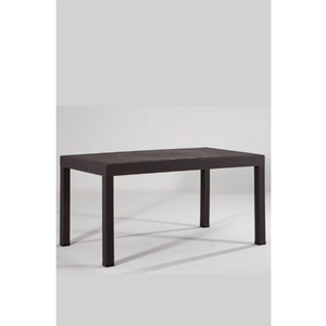 Mesa de Comedor Moderna de Polipropileno para Exterior, Color Marrón Oscuro, 90x150, Tamaño Grande Fijo, Duradera, para Jardín, Balcón, Terraza, Patio, Fácil de Transportar - Product Image 1