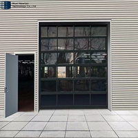 NEWTON 16*7 16*8 Luxe Moderne Automatique Aluminium Porte de Garage Coulissante Pleine Vue en Verre avec Moteur