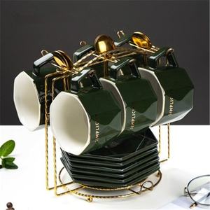 Vente flash - Ensemble de tasses à café et à thé en porcelaine nordique de forme octogonale - Product Image 2