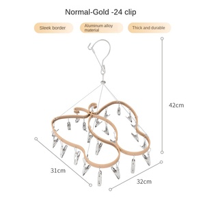 Katı alüminyum çok klip katlanır elbise askısı paslanmaz çelik tek iç çamaşırı çorap kurutma raf balkon depolama giyim - Product Image 6