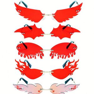 Gafas de Sol de Moda para Chicas, Lentes de Sol con Diseño de Alas, Gafas Divertidas con Forma de Llama, Gafas de Sol sin Montura con Diseño de Fuego para Mujer - Product Image 6
