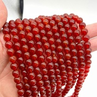 Perles Rondes en Cornaline Rouge en Gros pour Fabrication de Bijoux, Cristal d'Agate Naturelle, Pierres Précieuses 4/6/8/10/12/14/16MM, 1 Fil 15.5 Pouces