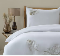 Ensemble de Draps de Lit de Luxe en Tissu Brodé Personnalisé à Motif Uni pour la Maison