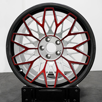 Rueda de Aleación Geométrica Forjada PWC en Rojo, Blanco y Negro, OEM ODM, Suministro de Fábrica al por Mayor para Tuning y Distribución