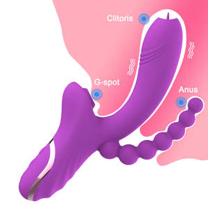 Vibrador de Conejo con Estimulador de Clítoris y Bolas Anales, Vibrador de <span class=keywords><strong>Doble</strong></span> Penetración con Succión de Clítoris y Lengua para Estimulación del Punto G, Masturbador para Mujeres - Product Image 2