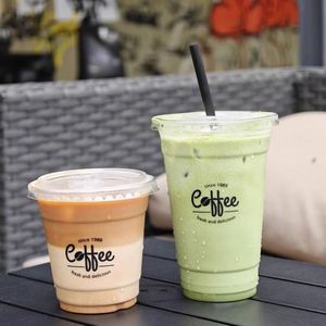 Gobelet jetable en PET de 400 ml (14 oz) avec couvercle, transparent, 98 mm, personnalisable avec logo/sérigraphie pour café froid, bubble tea et jus - Product Image 5