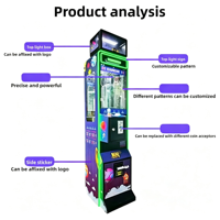Distributeurs automatiques commerciaux verticaux minces avec LED verte, en verre trempé, à monnayeur, sans fil, mini, pour plusieurs joueurs, pour intérieur