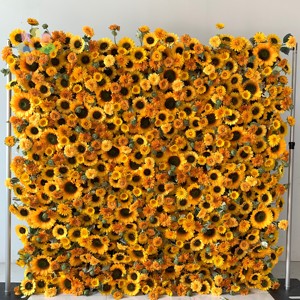 Fournitures <span class=keywords><strong>de</strong></span> <span class=keywords><strong>décoration</strong></span> <span class=keywords><strong>de</strong></span> <span class=keywords><strong>mariage</strong></span> tournesol artificiel floral panneau <span class=keywords><strong>de</strong></span> fond <span class=keywords><strong>de</strong></span> mur Orange jaune soleil fleur mur pour événement lieu location boutique - Product Image 1