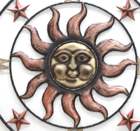 Nouvelle conception d'art mural contemporain en métal représentant le soleil, la lune et les étoiles, taille personnalisable, décoration murale pour l'intérieur et l'extérieur