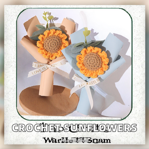 <strong>Handmade</strong> Wool <strong>Crochet</strong> Sunflower Bouquet Hot Sale Office Decoration and Teacher's Day Gift <strong>Knitted</strong> Artificial <strong>Flowers</strong> - Product Image 2