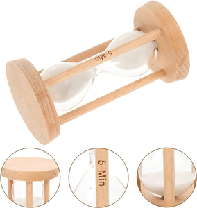 Reloj de Arena Cilíndrico de Madera y Vidrio, Diseño Minimalista Hecho a Mano, 1, 3, 5 Minutos, Portátil, Temporizador Preciso para Juegos Infantiles, Bodas, Hogar - Product Image 3