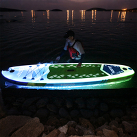 FIRSTOP SUP gonflable personnalisé LED Stand-Up Paddleboard avec kit de lumière rougeoyante Roues Pompe et kit de réparation pour les eaux de l'océan