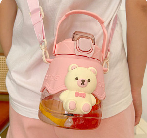 <span class=keywords><strong>Gourde</strong></span> Enfant Ours Mignon <span class=keywords><strong>1L</strong></span> Grande Capacité Portable Sans BPA Réutilisable Bouteille d'Eau en Plastique pour Enfants avec Paille - Product Image 6