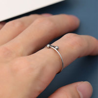 Bagues ouvertes ajustables en acier inoxydable à double perle, couleur platine et or, pour femmes, style minimaliste et tendance, pour anniversaires