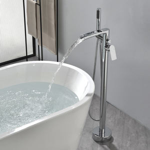 Brass Bathtub Faucet Matte Black Color Hot and Cold Water Bathtub Mixer <b>Freestanding</b> Bathtub Faucet - Product Image 3