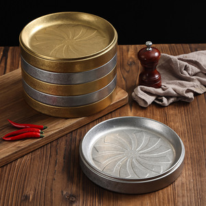 Retro Stainless Steel Plate 24Cm Round Hot Pot Serving Dish With Flower Pattern For Buffet And Barbecue - Product Image 4