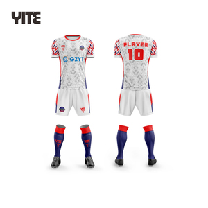 Tùy Chỉnh Bóng Đá Áo Sơ Mi Màu Đỏ Màu Trắng Và Màu Xanh Bóng Đá Kit Thoáng Khí Bóng Đá Jersey Đặt Thăng hoa Jersey Đồng Phục Bóng Đá - Product Image 2