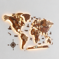 Carte du monde en bois 3D, peinture décorative, carte du monde en bois multicouche, art mural adapté à la maison et aux bureaux