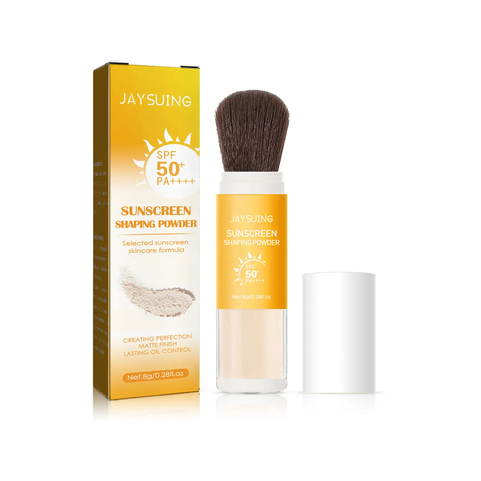 Custom Logo Jaysuing Skincare Formula Face Protection Sun Block Sunscreen Shaping Loose Powder with Brush