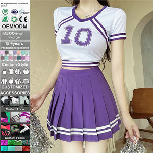 Custom Logo Girls Printed 100% Polyester Digital Print <b>Sexy</b> Cheerleader Schoolgirl Cheer Uniform Set Halloween Role Play <b>Cosplay</b> - Product Image 1