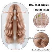 Perruques synthétiques résistantes à la chaleur, perruques longues ondulées corps blond fraise, ligne capillaire naturelle pour