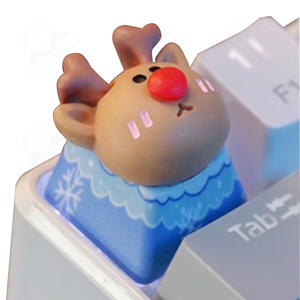 Custom PBT Resin Animal Keycap Pintado <span class=keywords><strong>a</strong></span> mano por Artisan con Blush Cheeks & Cherry Topper <span class=keywords><strong>Encaje</strong></span> amarillo para teclados mecánicos - Product Image 2