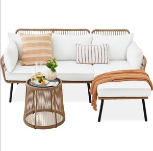 Luxe Tuinmeubelen <span class=keywords><strong>4</strong></span> Stuks Stalen Rotan Tuinsets Buiten Restaurant Sofa Set Patio Conversatie Set Met Zitkussen - Product Image 5