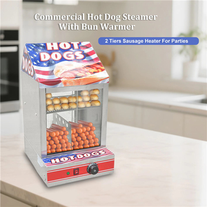 Countertop Hot Dog Display Warmer Double‑Layer <b>Glass</b> <b>Door</b> Adjustable Thermostat Hot Dog Warming Display Cabinet - Product Image 5