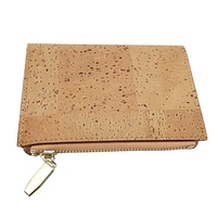 Dompet Kulit Kork Ramah Lingkungan dengan Zipper Kompakt Pendek untuk Kartu Uang Tunai Unisex Grosir Kustom